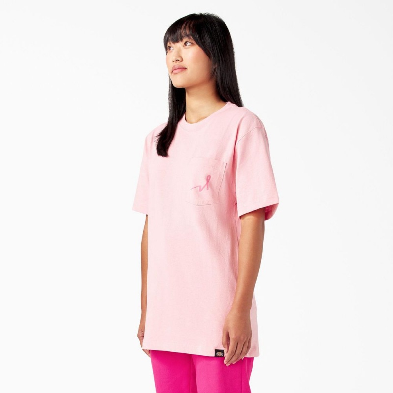 Women's Dickies Breast Cancer Awareness Heavyweight T-Shirt Pink | 9784562-UO