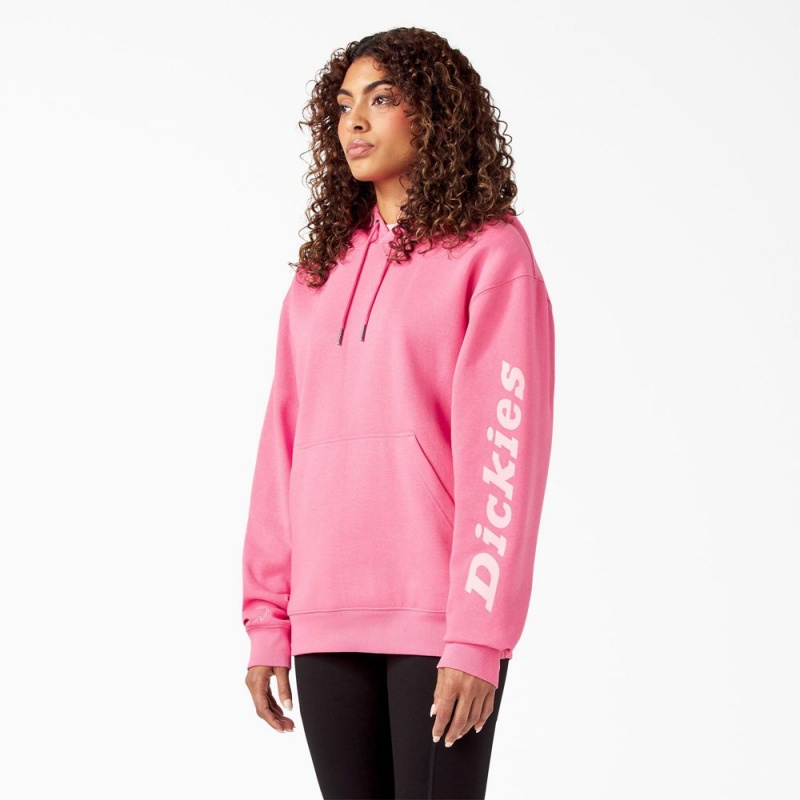 Women's Dickies Breast Cancer Awareness Logo Hoodie Pink | 7603982-CF