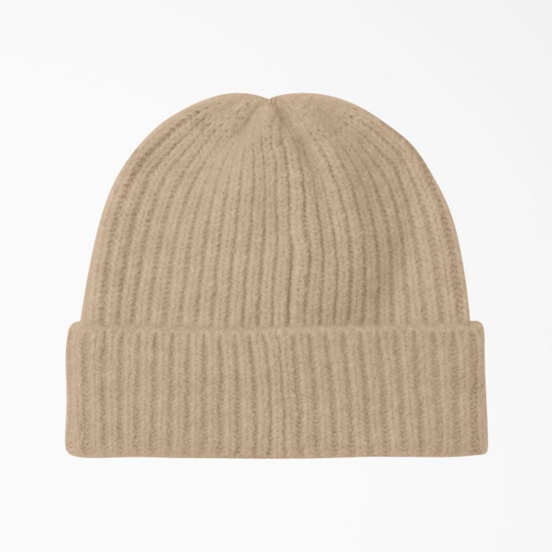 Women's Dickies Brewton Beanie Beige | 7245389-HQ