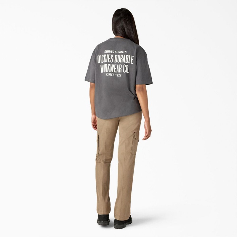 Women's Dickies Built to Last Heavyweight T-Shirt Grey | 4869713-ON