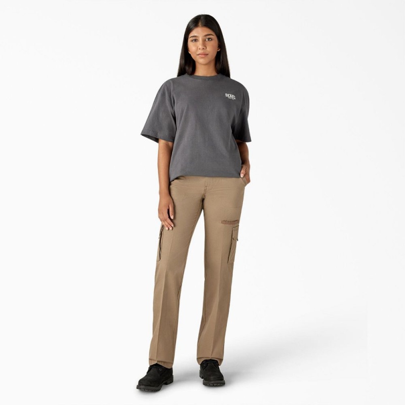 Women's Dickies Built to Last Heavyweight T-Shirt Grey | 4869713-ON