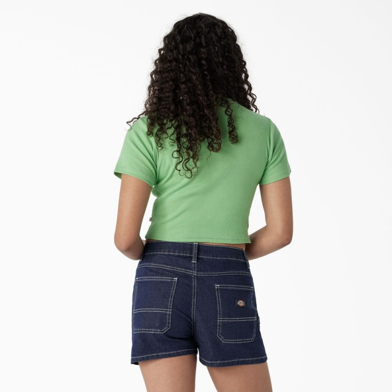 Women's Dickies Butterfly Graphic Cropped Baby T-Shirt Green | 8570314-WP