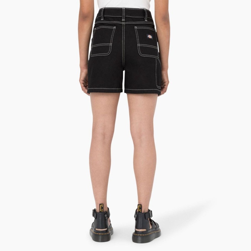 Women's Dickies Carpenter Jean Shorts Black | 2975618-KV