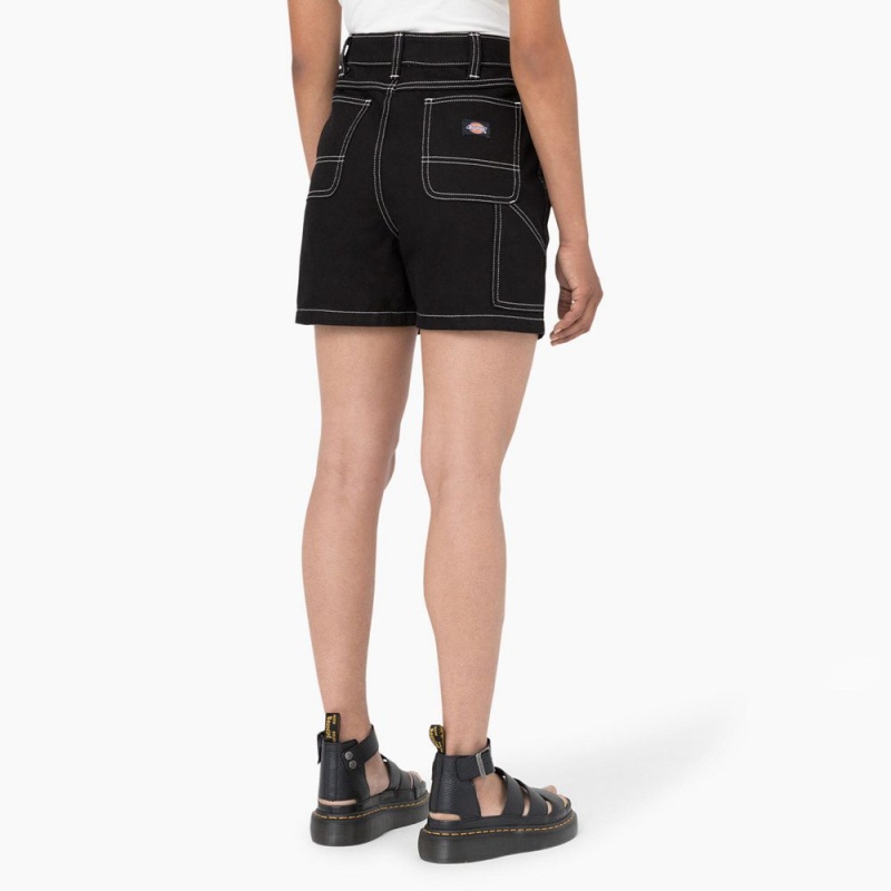 Women's Dickies Carpenter Jean Shorts Black | 2975618-KV