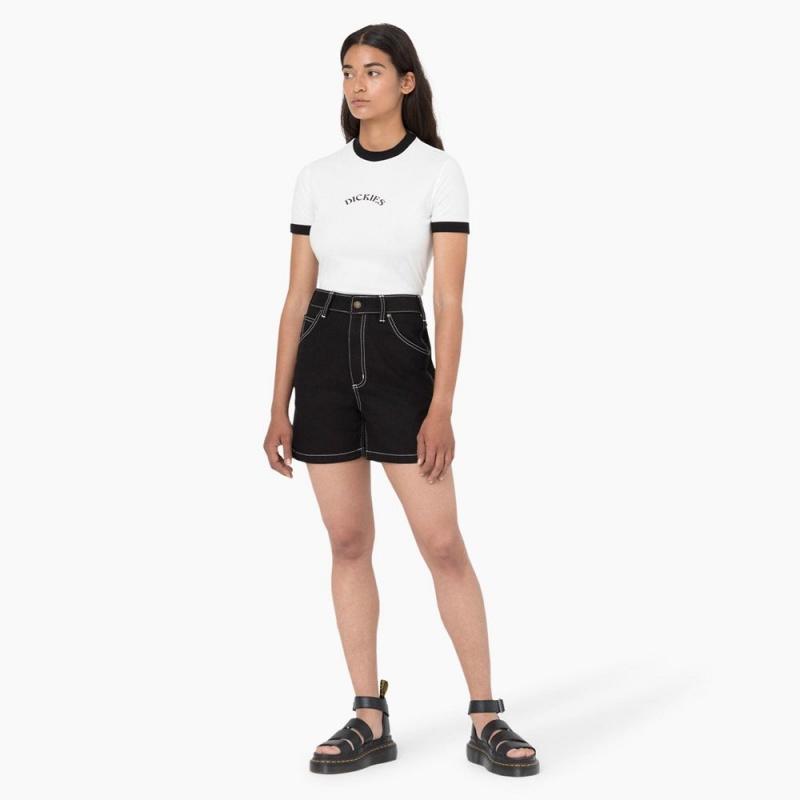 Women's Dickies Carpenter Jean Shorts Black | 2975618-KV