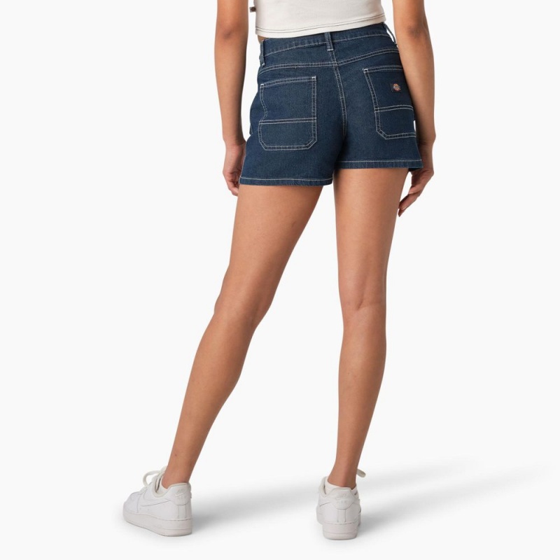 Women's Dickies Carpenter Jean Shorts Blue | 6297130-DU