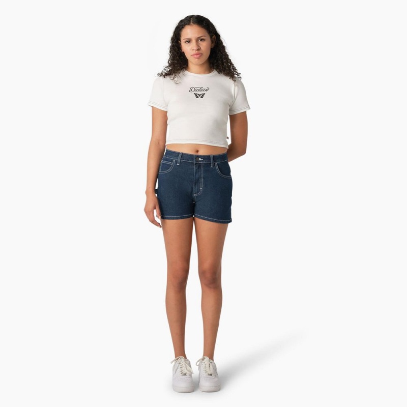 Women's Dickies Carpenter Jean Shorts Blue | 6297130-DU