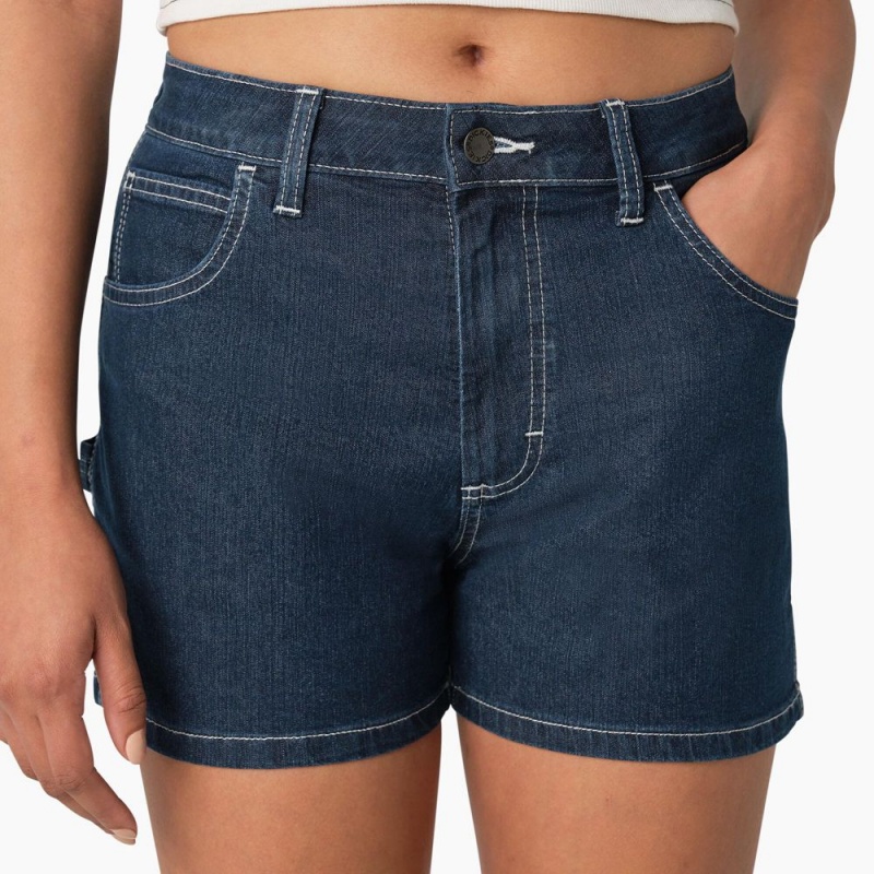 Women's Dickies Carpenter Jean Shorts Blue | 6297130-DU