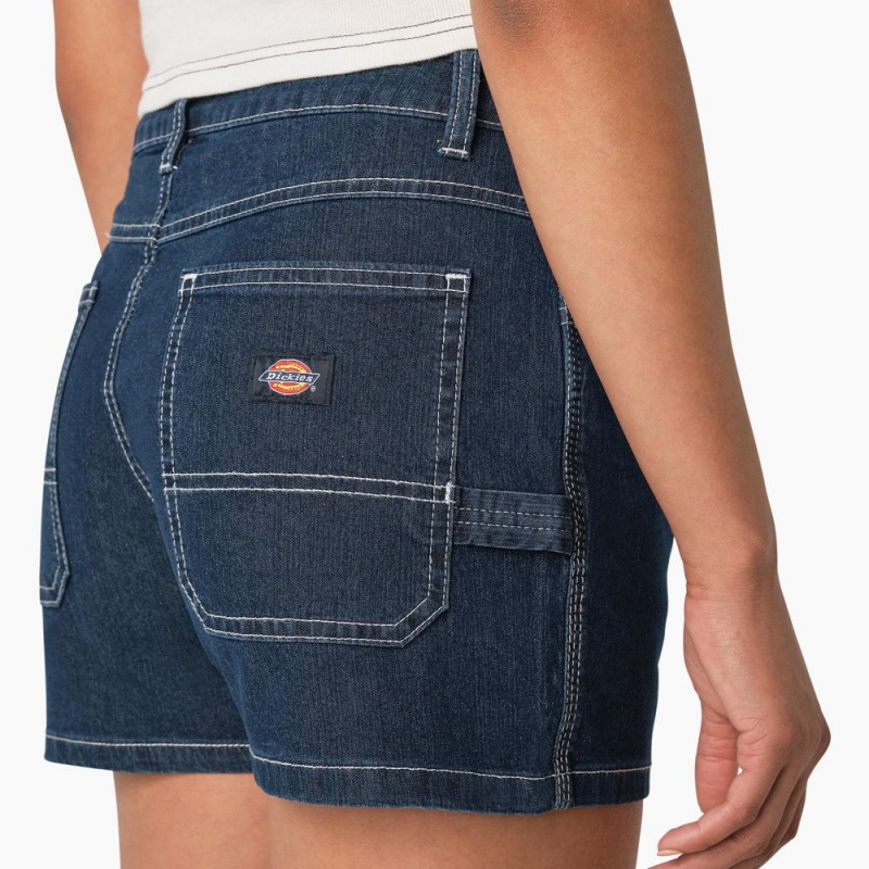 Women's Dickies Carpenter Jean Shorts Blue | 6297130-DU