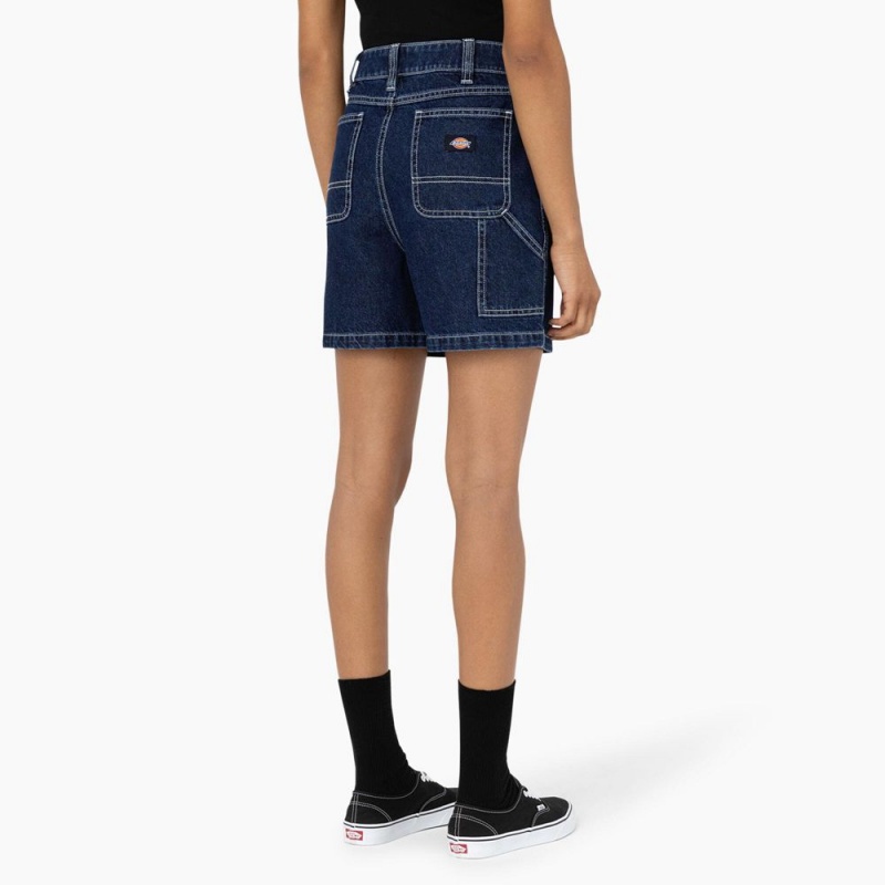 Women's Dickies Carpenter Jean Shorts Blue | 3468927-WV