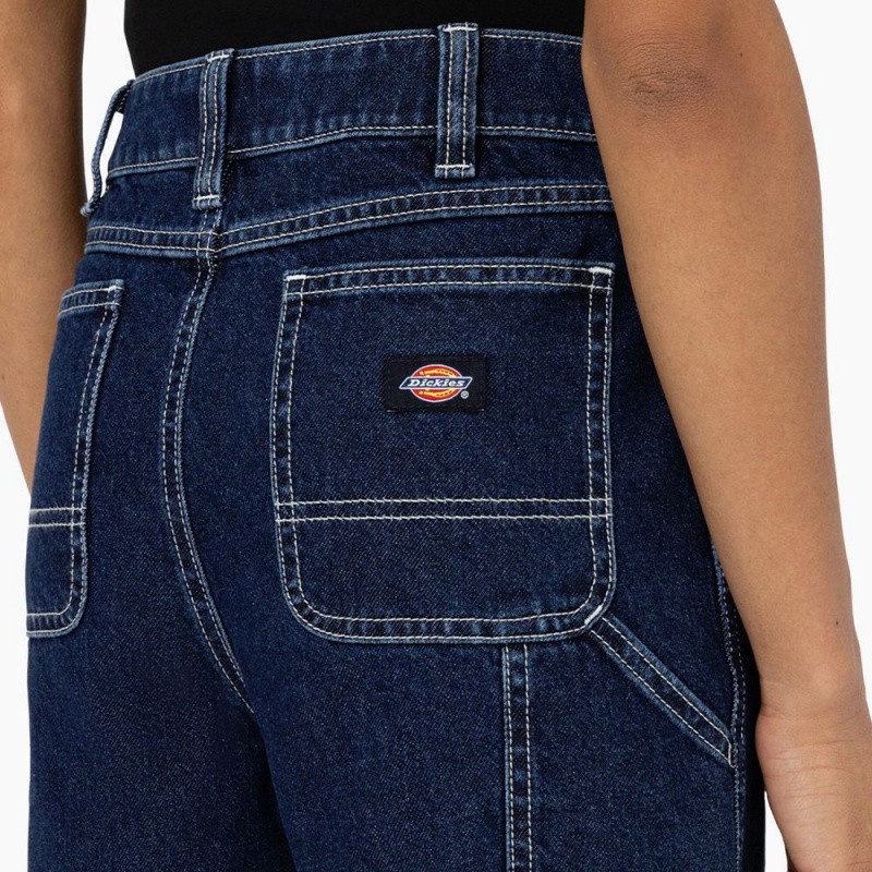 Women's Dickies Carpenter Jean Shorts Blue | 3468927-WV