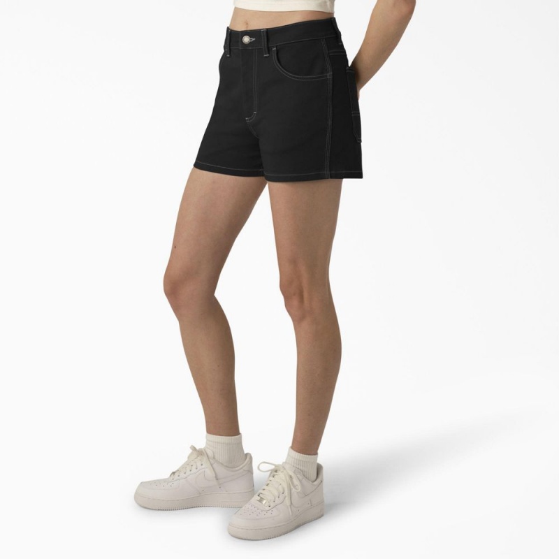 Women's Dickies Carpenter Shorts Black | 2965470-BG