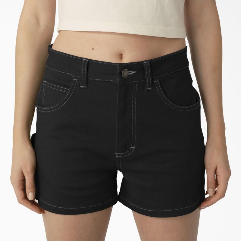 Women's Dickies Carpenter Shorts Black | 2965470-BG