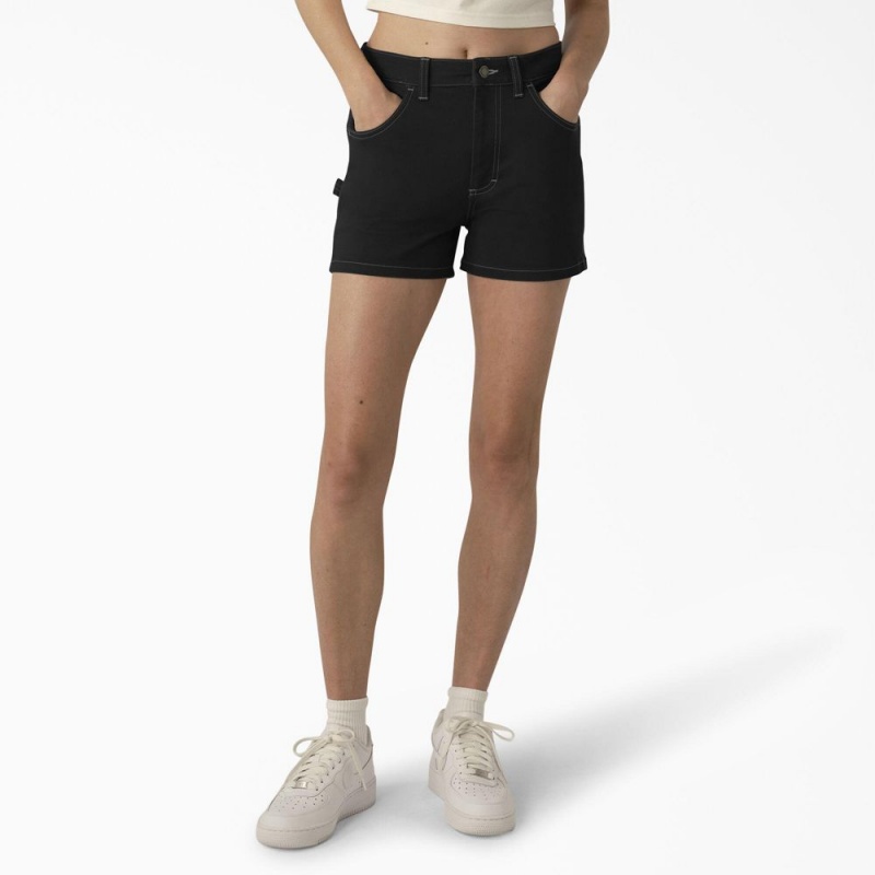 Women\'s Dickies Carpenter Shorts Black | 2965470-BG