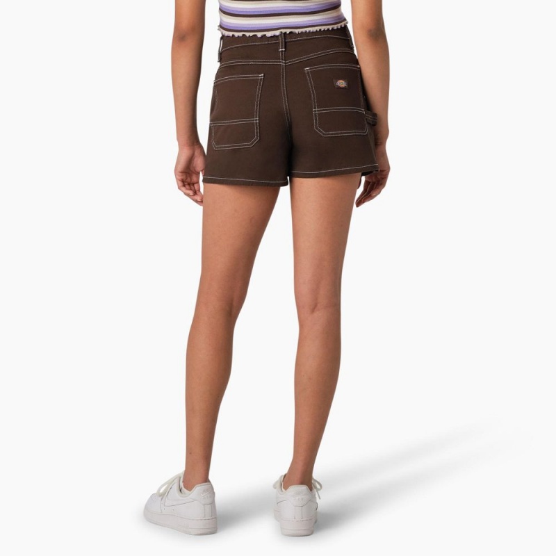 Women's Dickies Carpenter Shorts Brown | 3065417-PQ