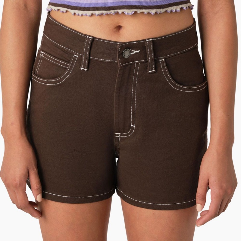 Women's Dickies Carpenter Shorts Brown | 3065417-PQ