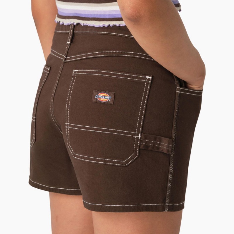 Women's Dickies Carpenter Shorts Brown | 3065417-PQ