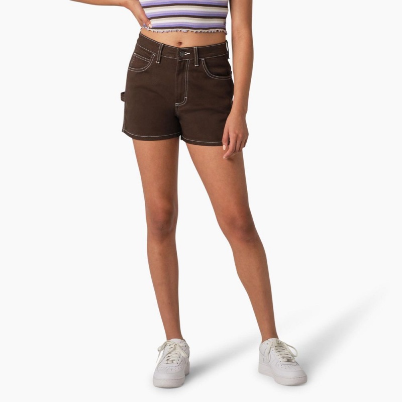 Women\'s Dickies Carpenter Shorts Brown | 3065417-PQ