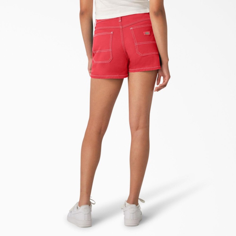 Women's Dickies Carpenter Shorts Red | 6107325-TJ