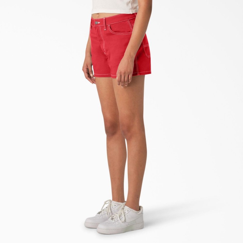 Women's Dickies Carpenter Shorts Red | 6107325-TJ