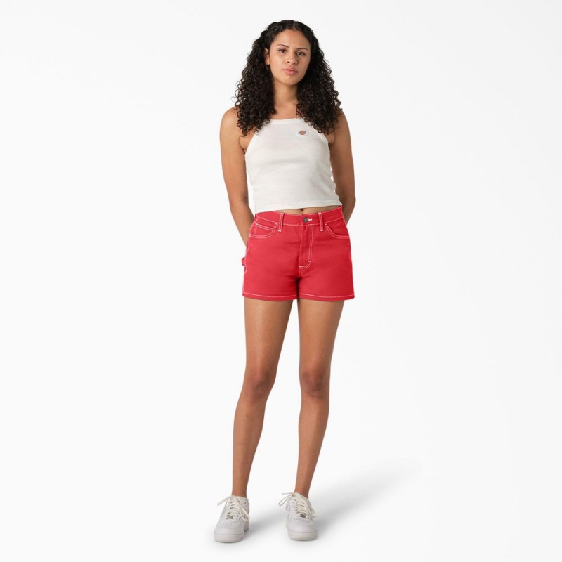 Women's Dickies Carpenter Shorts Red | 6107325-TJ