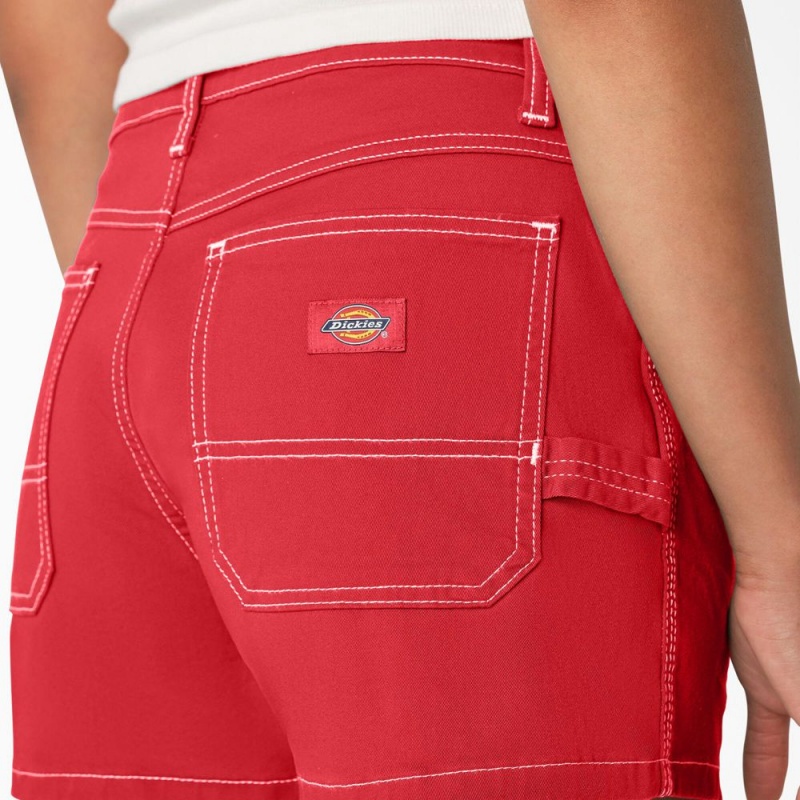 Women's Dickies Carpenter Shorts Red | 6107325-TJ