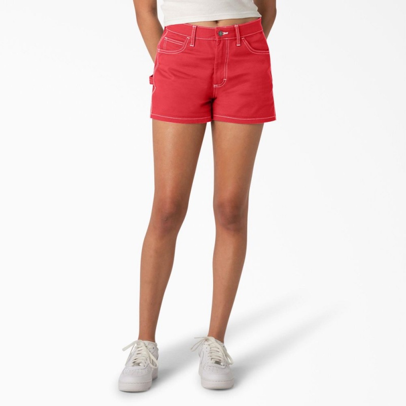 Women\'s Dickies Carpenter Shorts Red | 6107325-TJ