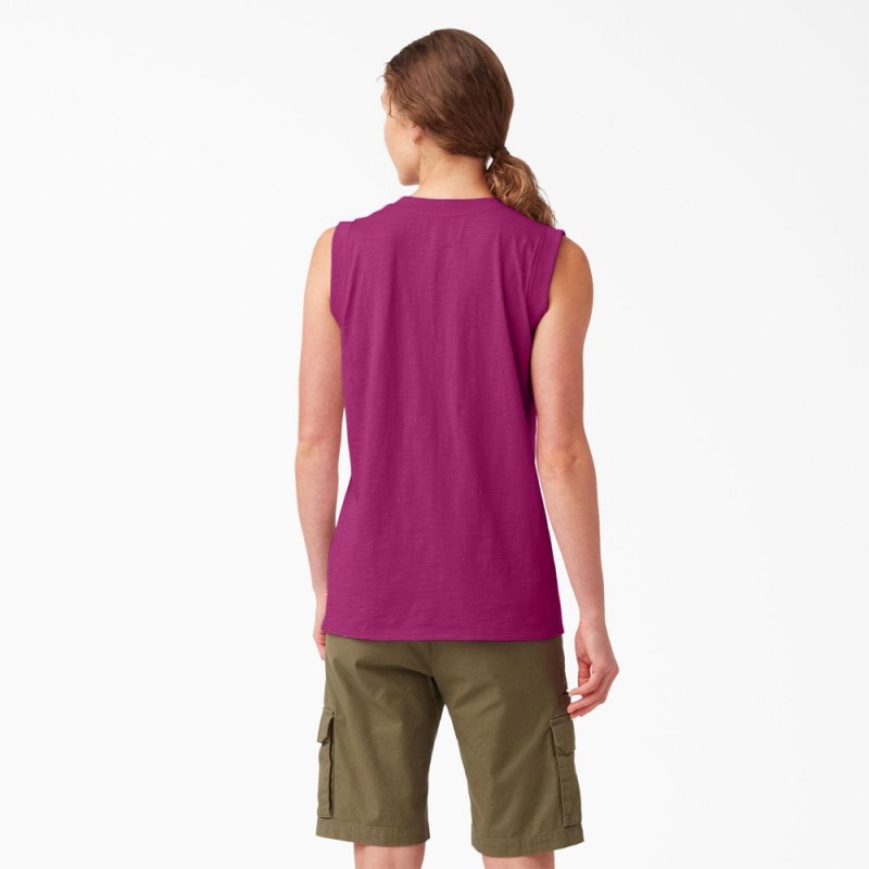 Women's Dickies Classic Tank Top Purple | 1497035-RW