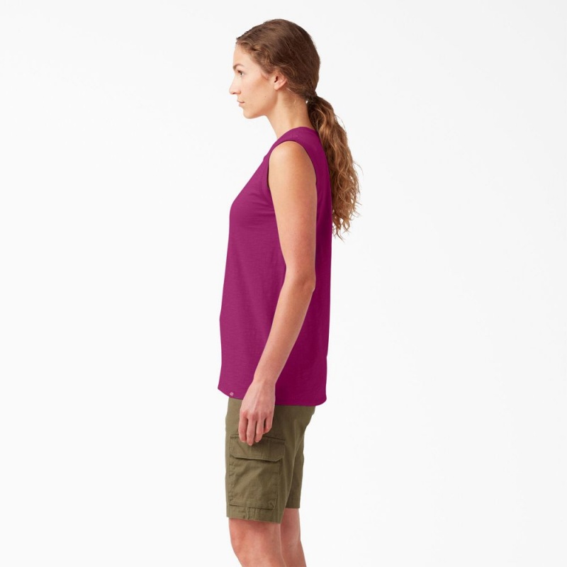 Women's Dickies Classic Tank Top Purple | 1497035-RW