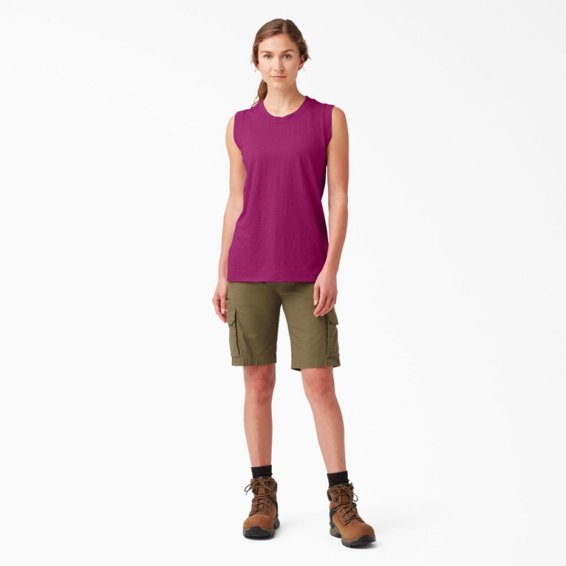 Women's Dickies Classic Tank Top Purple | 1497035-RW