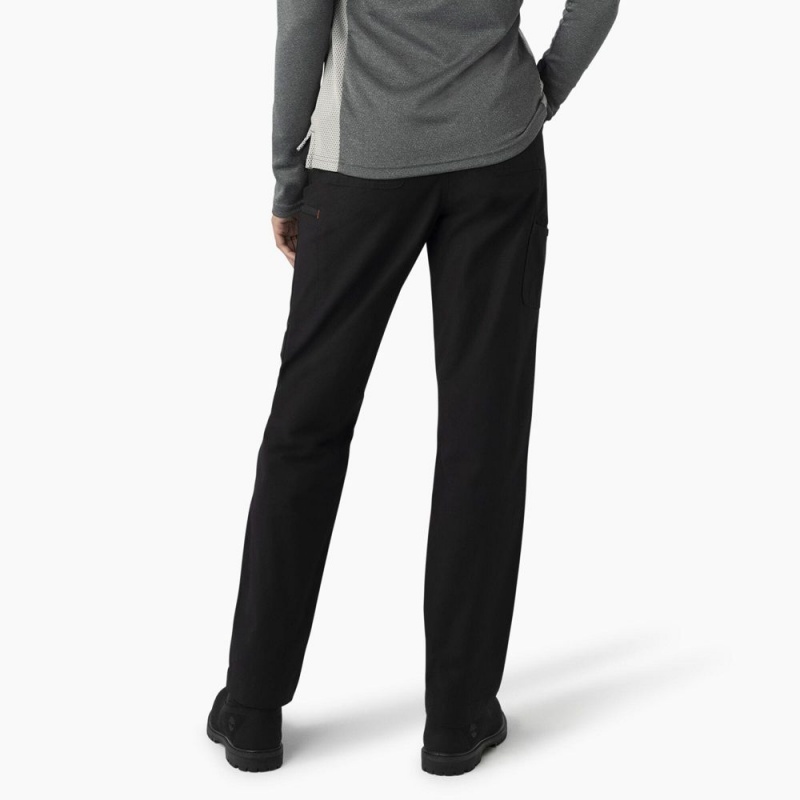 Women's Dickies Cooling High Rise Tapered Leg Double Knee Pants Black | 0638519-TW