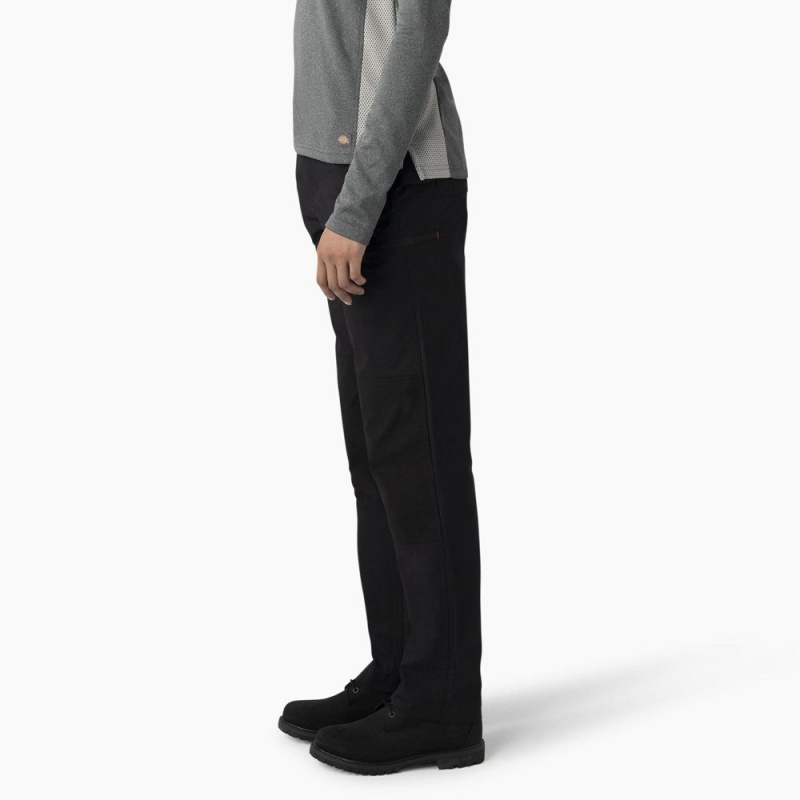 Women's Dickies Cooling High Rise Tapered Leg Double Knee Pants Black | 0638519-TW