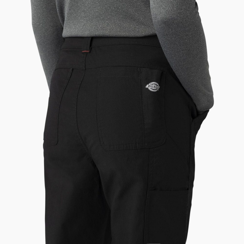 Women's Dickies Cooling High Rise Tapered Leg Double Knee Pants Black | 0638519-TW