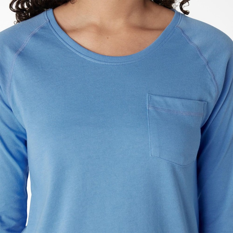 Women's Dickies Cooling Long Sleeve Pocket T-Shirt Blue | 8120749-XN