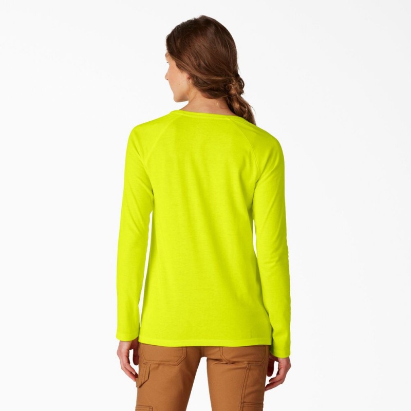 Women's Dickies Cooling Long Sleeve Pocket T-Shirt Green | 9210368-QA