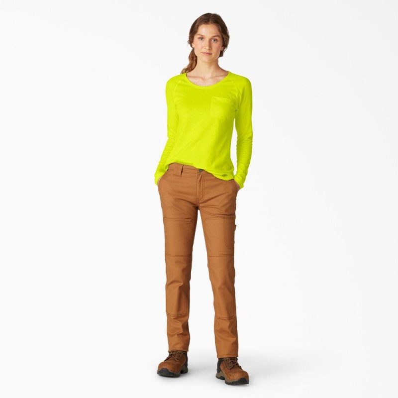 Women's Dickies Cooling Long Sleeve Pocket T-Shirt Green | 9210368-QA