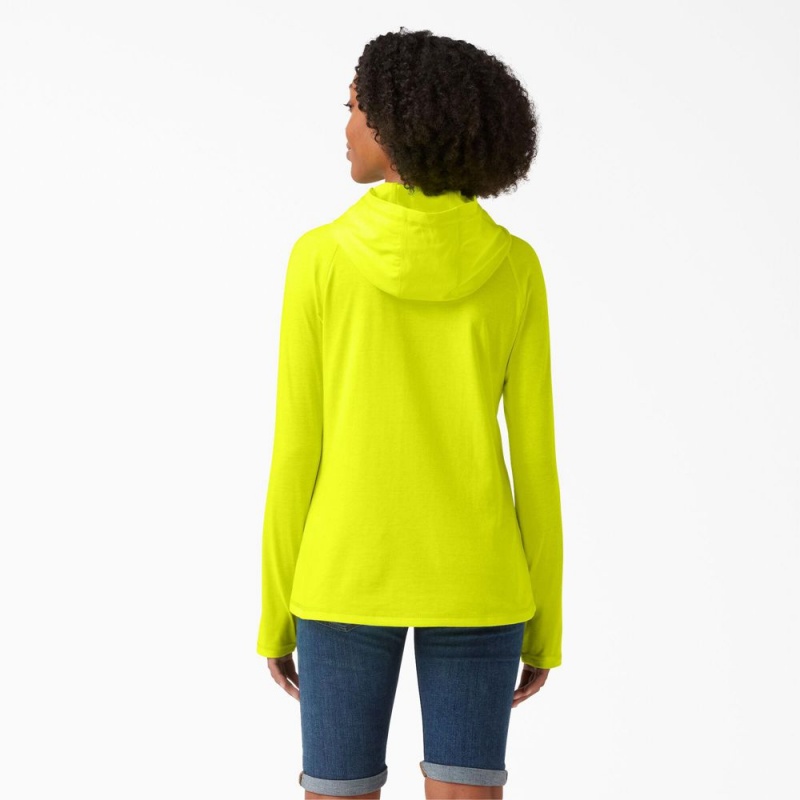 Women's Dickies Cooling Performance Sun Hoodie Green | 9375680-GD