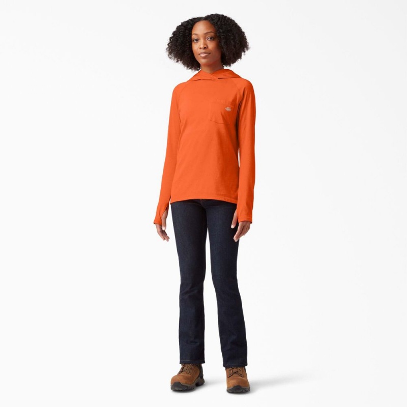 Women's Dickies Cooling Performance Sun T-Shirt Orange | 5962470-PA