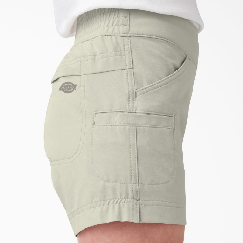 Women's Dickies Cooling Relaxed Fit Pull-On Shorts Grey | 7369125-PN