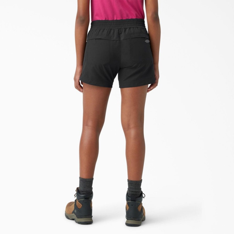 Women's Dickies Cooling Relaxed Fit Pull-On Shorts Black | 9276501-MT