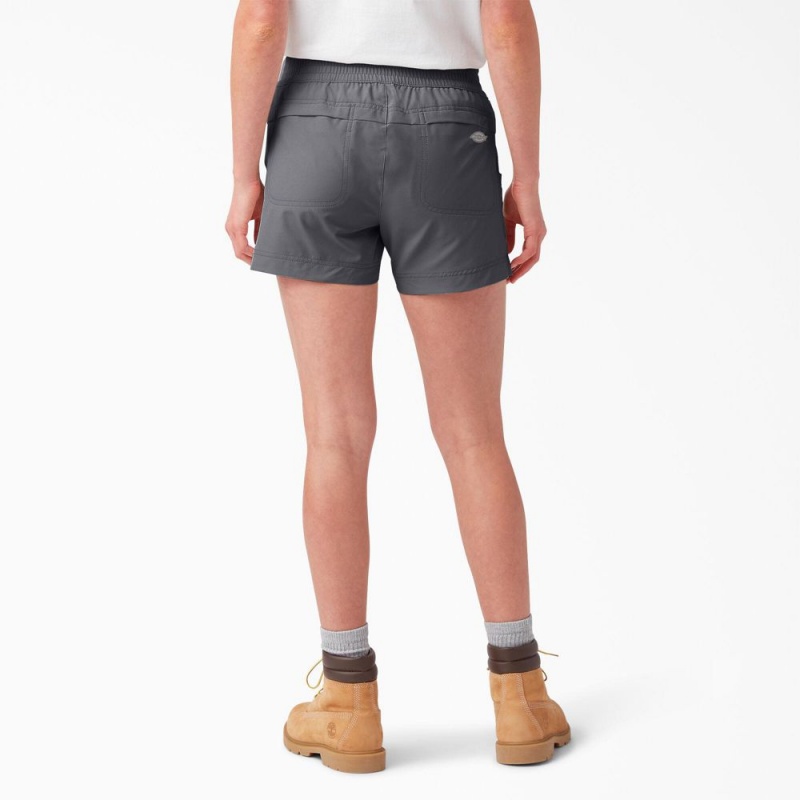 Women's Dickies Cooling Relaxed Fit Pull-On Shorts Grey | 8716935-VN