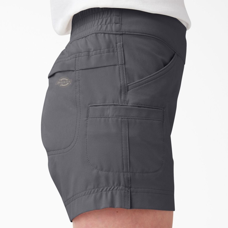 Women's Dickies Cooling Relaxed Fit Pull-On Shorts Grey | 8716935-VN