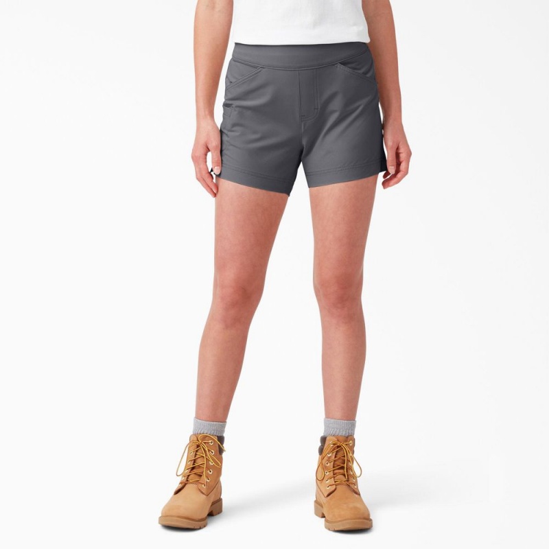 Women\'s Dickies Cooling Relaxed Fit Pull-On Shorts Grey | 8716935-VN