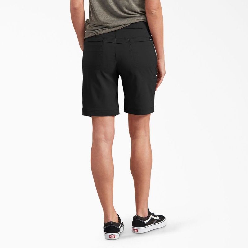 Women's Dickies Cooling Relaxed Fit Shorts Black | 5706983-ET