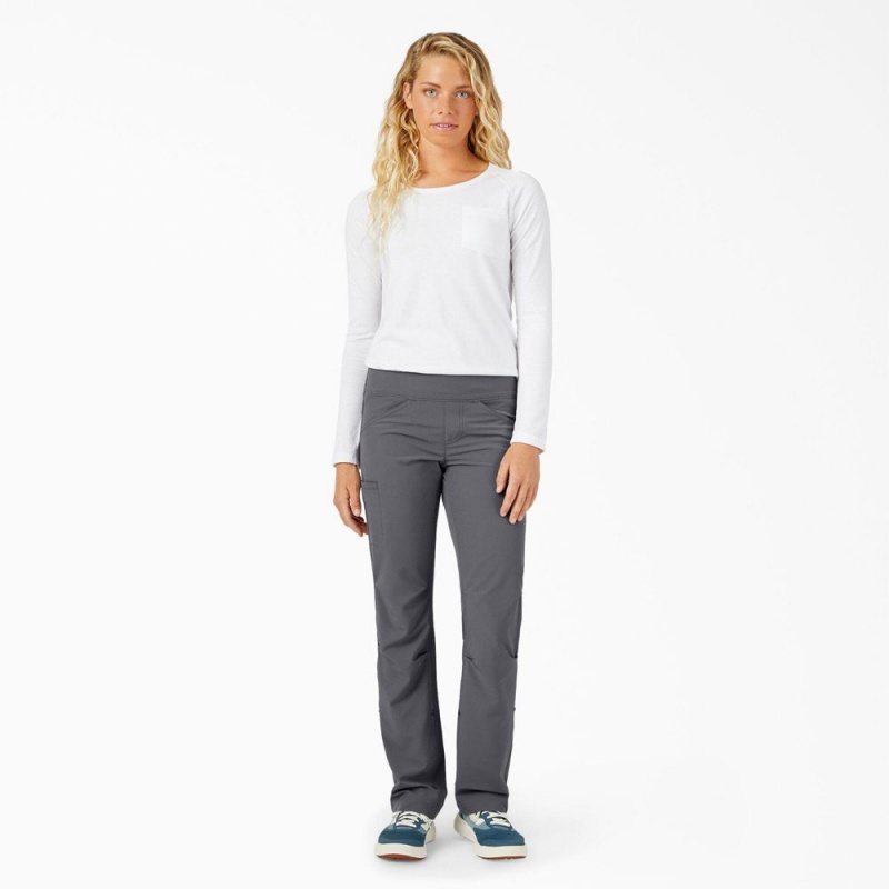 Women's Dickies Cooling Relaxed Straight Fit Roll-Up Pants Grey | 9251637-NJ