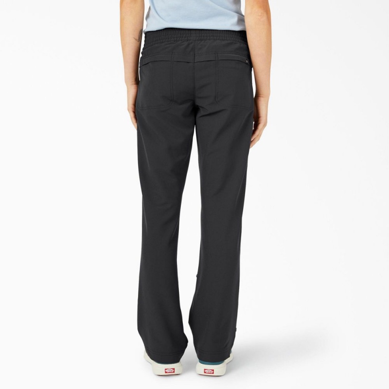 Women's Dickies Cooling Relaxed Straight Fit Roll-Up Pants Black | 6719204-OW