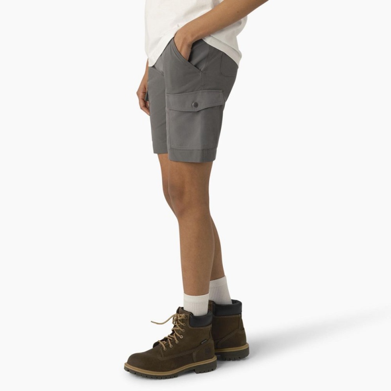 Women's Dickies Cooling Slim Fit Cargo Shorts Grey | 1369280-NY