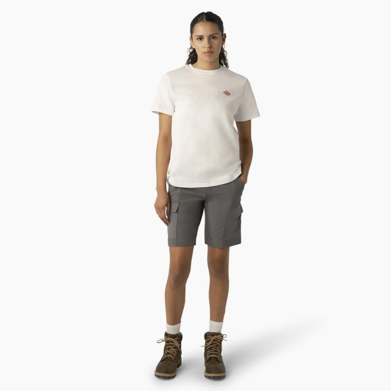 Women's Dickies Cooling Slim Fit Cargo Shorts Grey | 1369280-NY