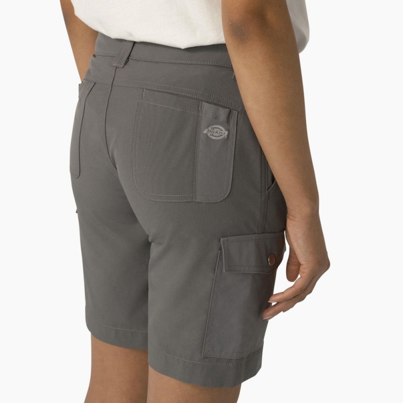 Women's Dickies Cooling Slim Fit Cargo Shorts Grey | 1369280-NY