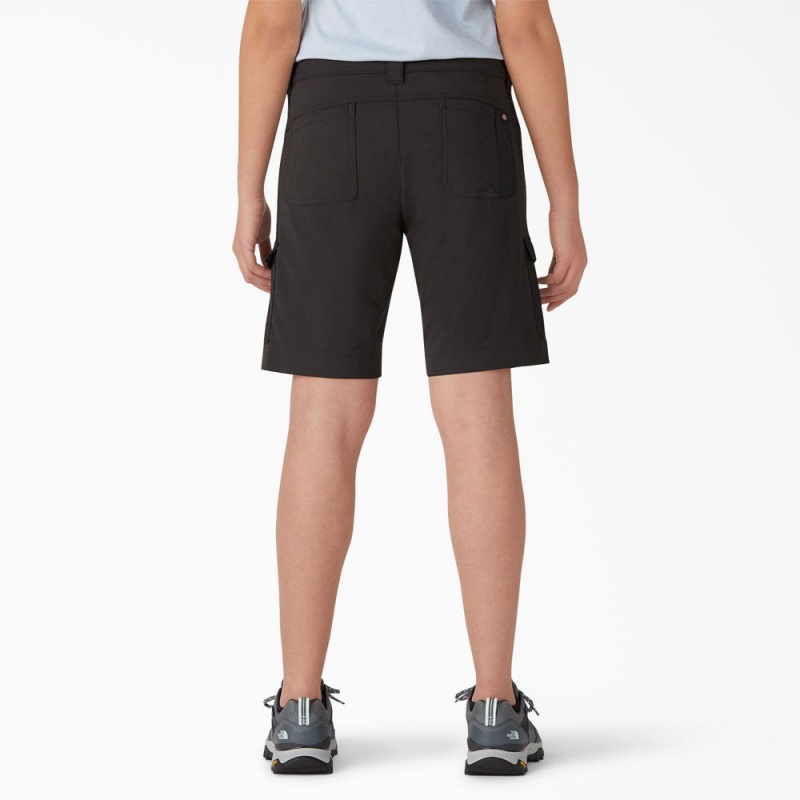 Women's Dickies Cooling Slim Fit Cargo Shorts Black | 9802157-CI